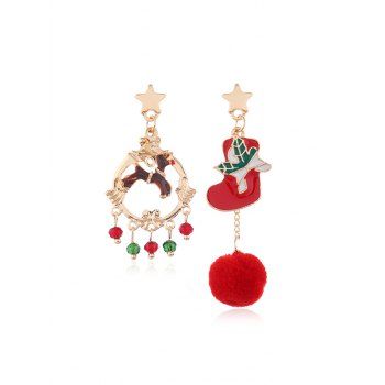 

Christmas Fringe Fuzzy Ball Asymmetry Earrings, Multicolor a