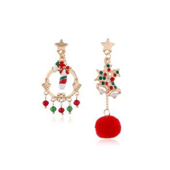 

Christmas Fringe Fuzzy Ball Asymmetry Earrings, Multicolor b