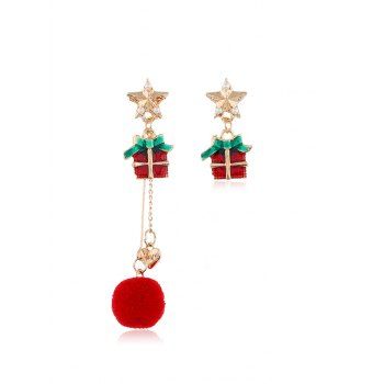 

Christmas Asymmetric Star Pom Pom Earrings, Multicolor a