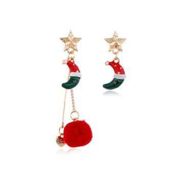 

Christmas Asymmetric Star Pom Pom Earrings, Multicolor c