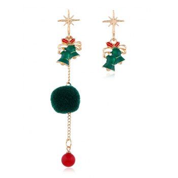 

Christmas Asymmetric Pom Pom Dangle Earrings, Deep green