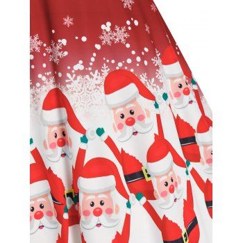 Christmas Santa Claus Print Fit and Flare Dress