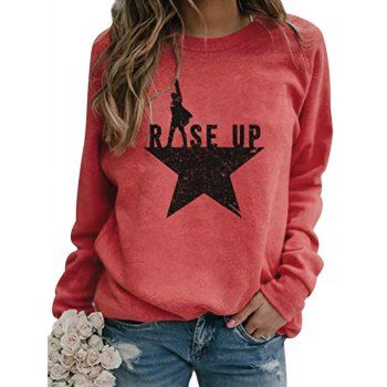 

Star Rise Up Graphic Raglan Sleeve Sweatshirt, Light pink