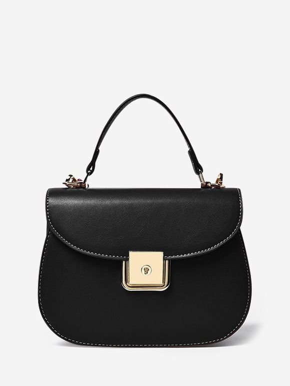 Sac en Cuir PU avec Rabat - Noir 