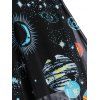 Mesh Ruched Galaxy Star Planet Print Corset Style High Low Cami Dress - BLACK XL