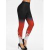 Legging avec Blocs de Couleurs Imprimé Flocon de Neige de Noël - Noir 3XL