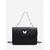 Sac à Bandoulière Motif Double Bretelles Papillon en Fausse Perle - Noir 