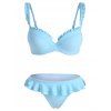 Maillot de Bain Bikini à Volants - Bleu clair L