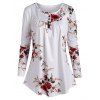 T-shirt Imprimé Floral à Demi-Bouton à Manches Longues - Blanc S