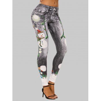 

Christmas Snowflake Printed Skinny Jeggings, Black