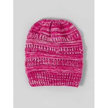 

Winter Mixed Color Knitted Hat, Rose red