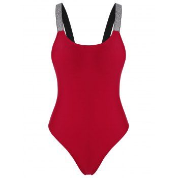 

Sparkle Strap Backless One-piece Swimsuit, Red