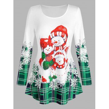 

Plus Size Long Sleeves Christmas T Shirt, White