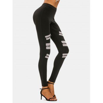 

High Waisted Zip Detail Skinny Pants, Black