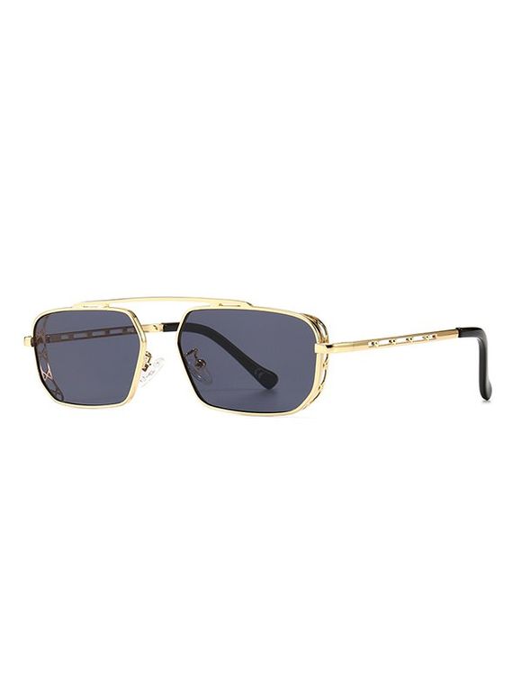 Lunettes de Soleil Rétro Barre en Métal Irrégulière Barre Etroit - Noir 