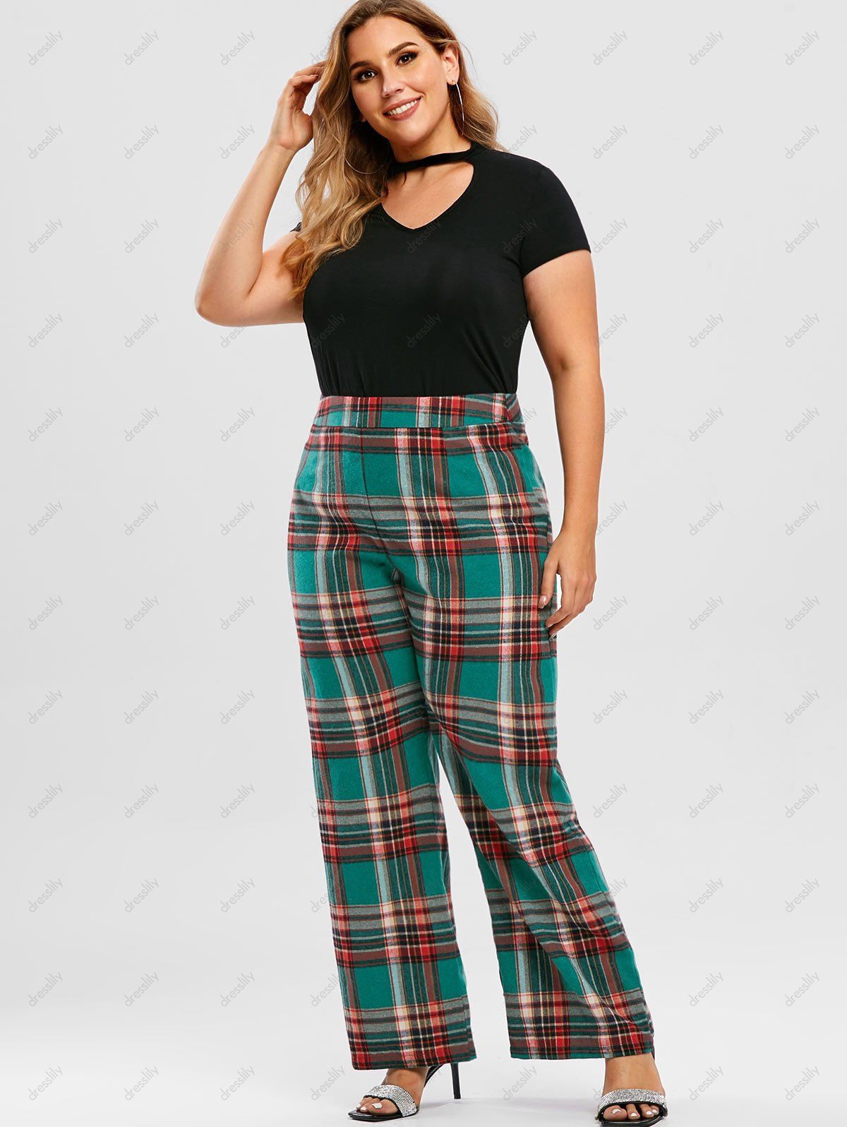 plus size plaid jeans