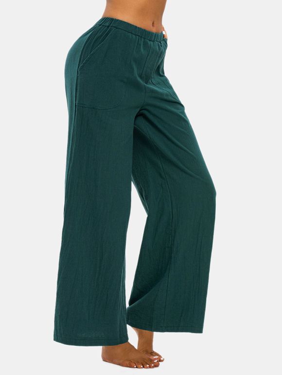 Pantalon à Jambe Large - Vert profond L