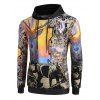 Sweat à Capuche Cerf de Noël Imprimé avec Poche Kangourou à Cordon - Orange d'Or L