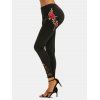 Pantalon Moulant Boutonné Applique Fleur Panneau en Dentelle - Noir M