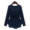 Haut à Col en V à Cordon Grande Taille - Bleu profond 2XL