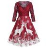 Robe de Noël Ligne A en Dentelle Transparente Flocon de Neige de Grande Taille - Rouge Vineux 3X