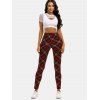 High Rise Plaid Jersey Leggings - DEEP RED M