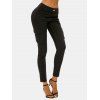 Legging Cargo Moulant Simple avec Poche à Rabat - Noir 3XL