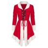 Robe Evasée Panneau Fourré en Blocs de Couleurs - Rouge L