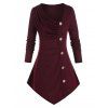 T-shirt Long Boutonné Teinté Grande Taille - Rouge L