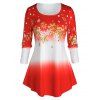 T-shirt de Noël en Couleur Ombrée Flocon de Neige Imprimé de Grande Taille - Rouge 5X