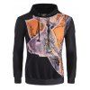 Sweat à Capuche à Imprimé Cerf de Noël avec Poche Kangourou à Cordon - Noir 2XL