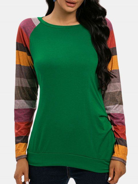 Haut Blouson en Blocs de Couleurs à Manches Raglan à Volants