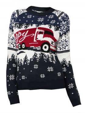 Christmas Snowflake Car Raglan Sleeve Sweater
