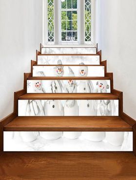 Christmas Snowman Family Print Removable Stair Stickers