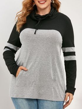 Plus Size Cowl Neck Colorblock Sweatshirt