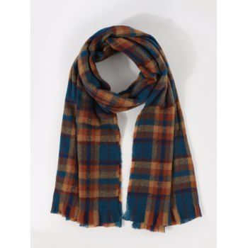 

Colorblock Plaid Print Long Shawl Scarf, Multicolor e