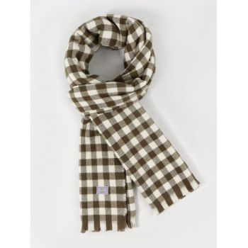 

Fringe Long Checkered Pattern Scarf, Camouflage green
