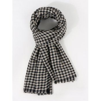 

Checkered Pattern Long Winter Scarf, Night