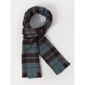 

Checkered Pattern Long Shawl Scarf, Peacock blue