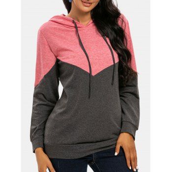 

Two Tone Drawstring Pullover Hoodie, Light pink