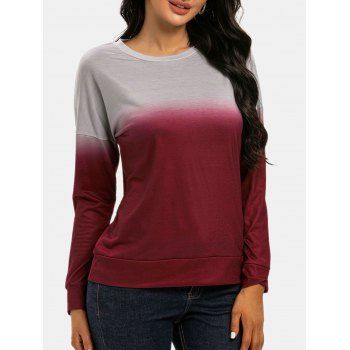 

Dip Dye Ombre Long Sleeve Top, Deep red