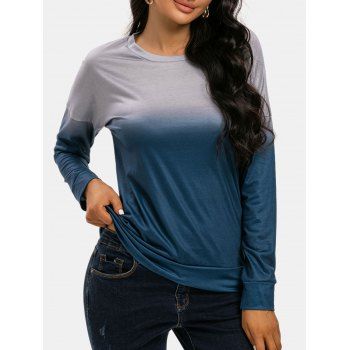 

Dip Dye Ombre Long Sleeve Top, Deep blue