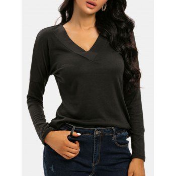 

V Neck Batwing Sleeve Knitwear, Black