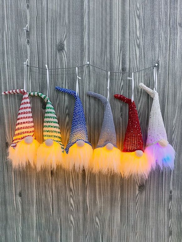 6 Pièces Poupées Décoratives à Suspendre Motif de Père Noël et Sapin de Noël - multicolor A 