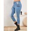 Jean Moulant Délavé à Taille Haute de Grande Taille - Bleu clair 3X