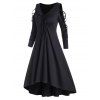 Robe Haute Basse Croisée à Epaule Dénudée à Lacets - Noir XL