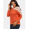 Pull Panneau en Dentelle Au Crochet à Manches Chauve-souris - Orange M