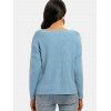 Drop Shoulder Pointelle Textured Knit Sweater - BLUE ONE SIZE