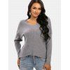 Drop Shoulder Pointelle Textured Knit Sweater - LIGHT GRAY ONE SIZE
