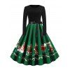 Robe de Noël Ceinturée Bonhomme de Neige et Cerf - Vert profond L